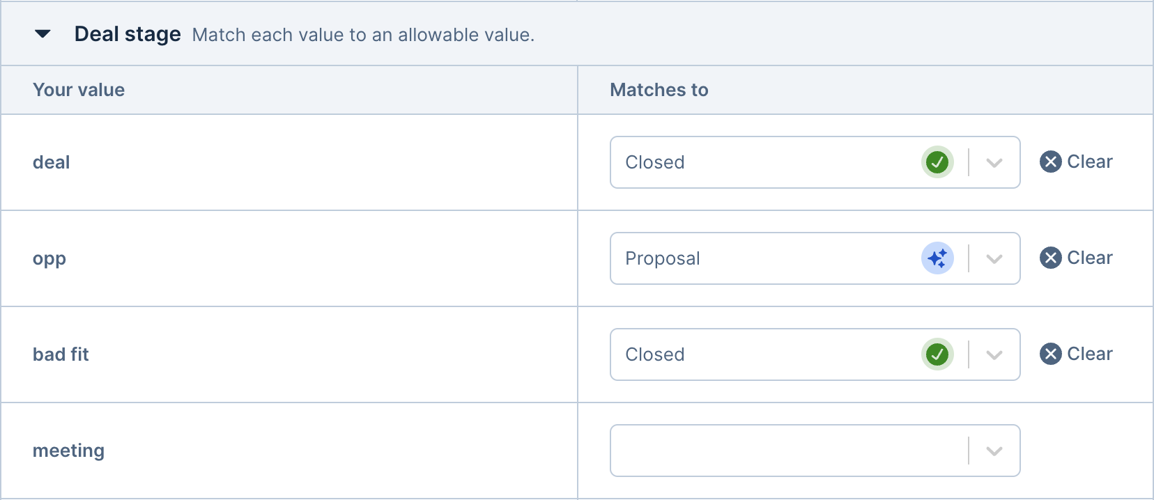 Select option matching